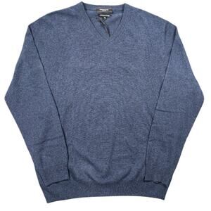NWT‎ Mantovani Studio Men's Italian Cashmere V Neck Sweater XL Blue
